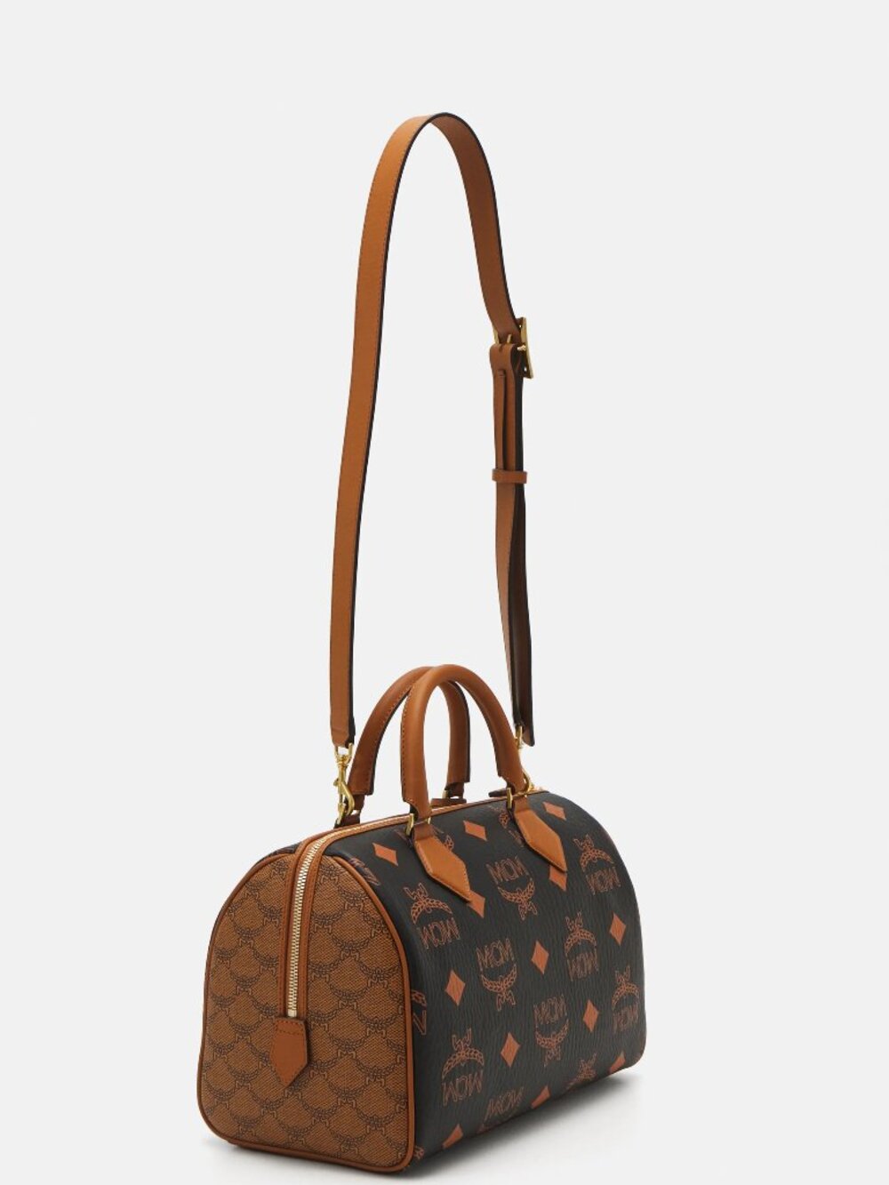 MCM Medium Ella Boston Bag in Maxi Visetos & Lauretos Monogram Mix- Black